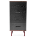 Black Manufactured Wood 4-Drawer Accent Chest with Brown Accents
