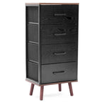Black Manufactured Wood 4-Drawer Accent Chest with Brown Accents