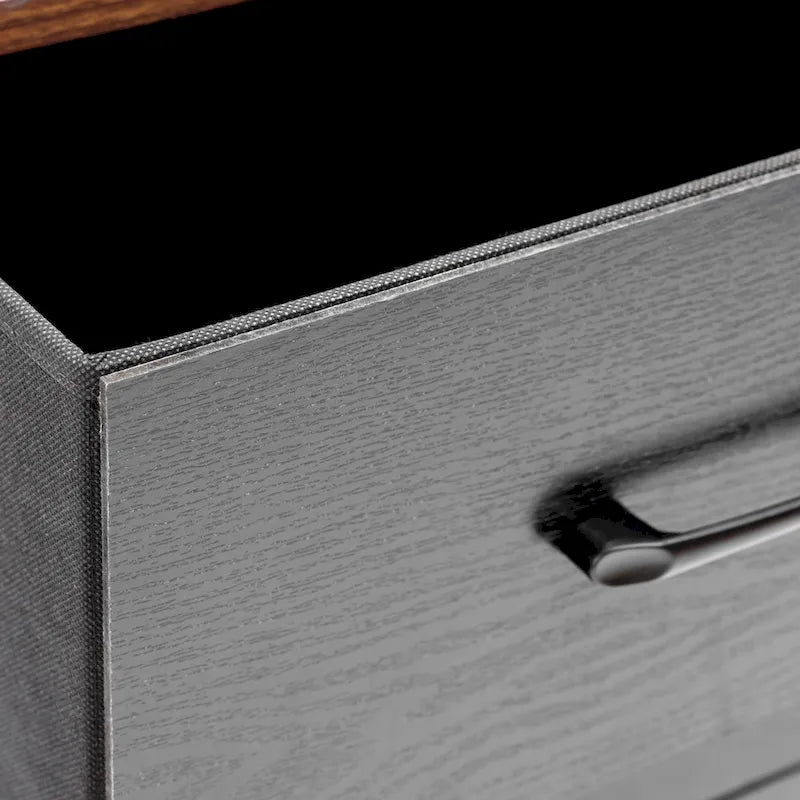 Black Manufactured Wood 4-Drawer Accent Chest with Brown Accents