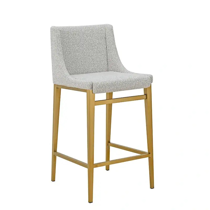 Modrest Mimi Modern Light Grey Fabric + Antique Brass Counter Stool (Set of 2)