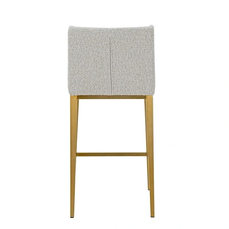 Modrest Mimi Modern Light Grey Fabric + Antique Brass Counter Stool (Set of 2)