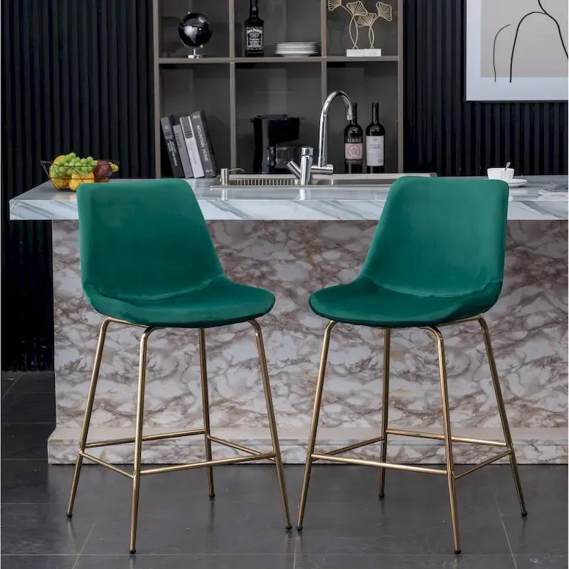 Roundhill Furniture Aufurr Modern Velvet 26.50 Counter Height Stool (Set of 2)