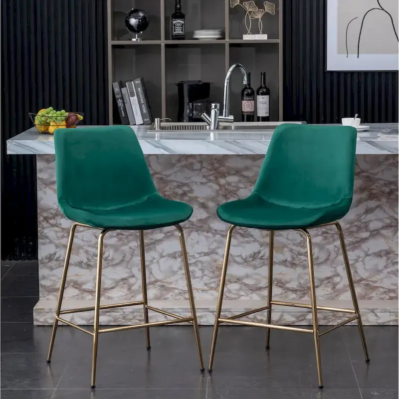 Roundhill Furniture Aufurr Modern Velvet 26.50 Counter Height Stool (Set of 2)