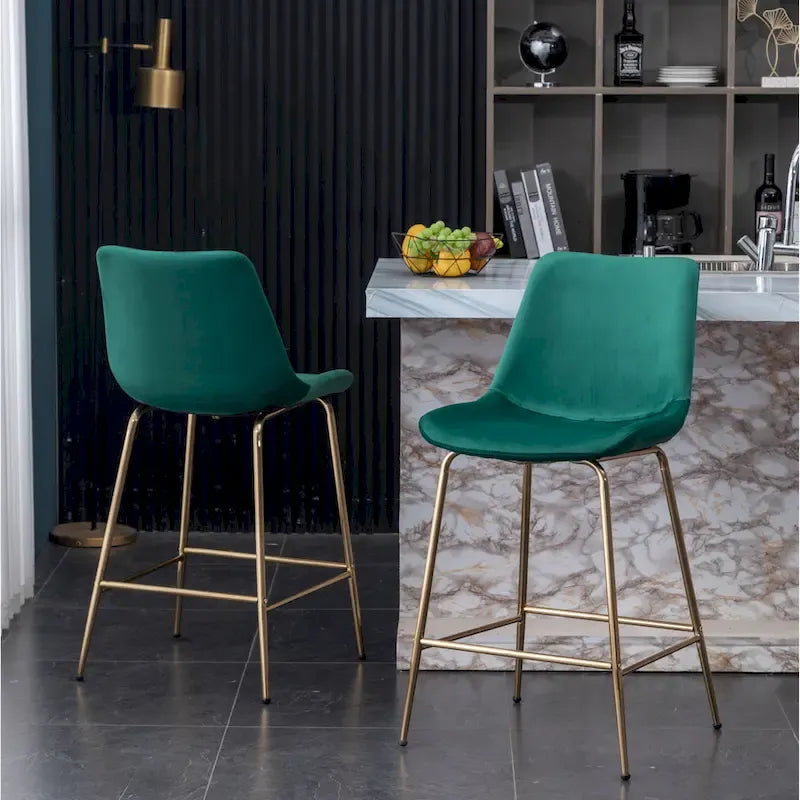 Roundhill Furniture Aufurr Modern Velvet 26.50 Counter Height Stool (Set of 2)