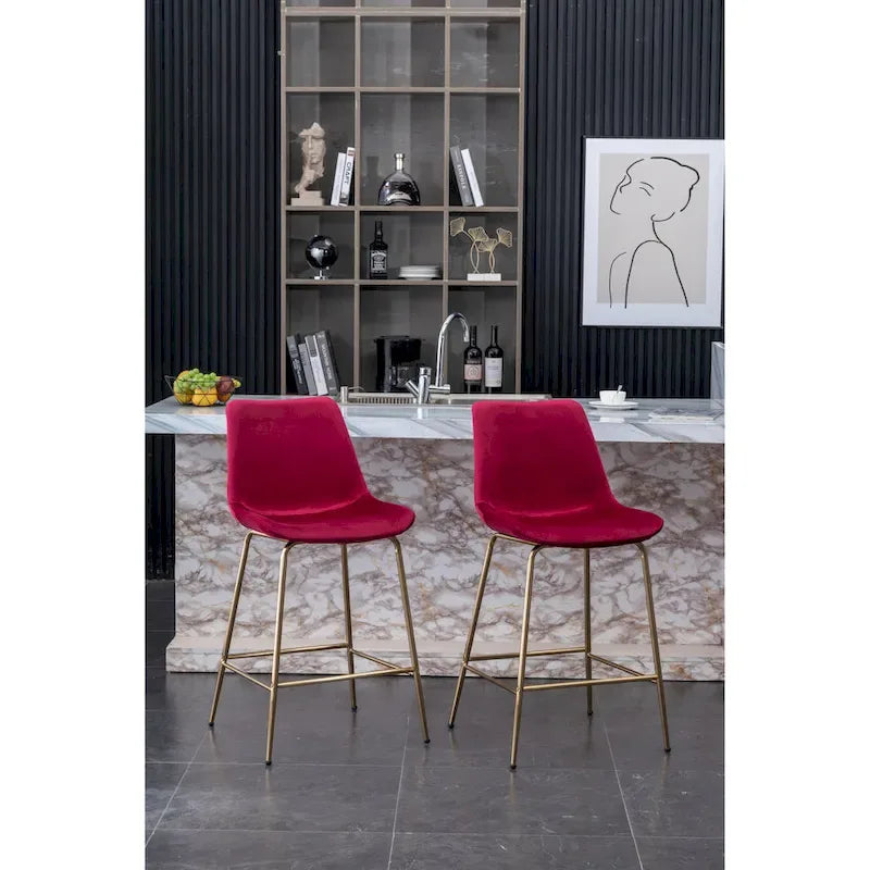 Roundhill Furniture Aufurr Modern Velvet 26.50 Counter Height Stool (Set of 2)