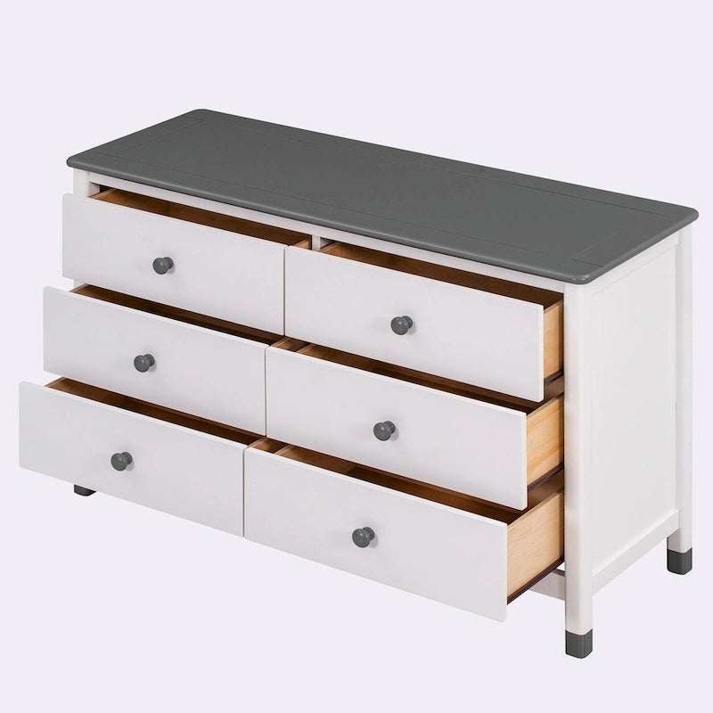 Wooden Storage Dresser with 6 Drawers