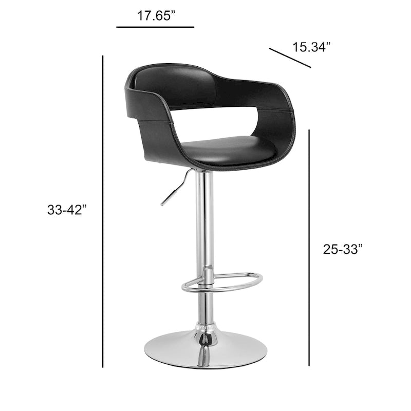 Mid Century Modern Brown Swivel Adjustable Wood/ Metal Barstool