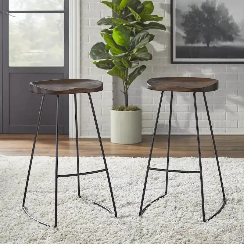 Lifestorey Chapman Scooped-seat Stools (Set of 2)