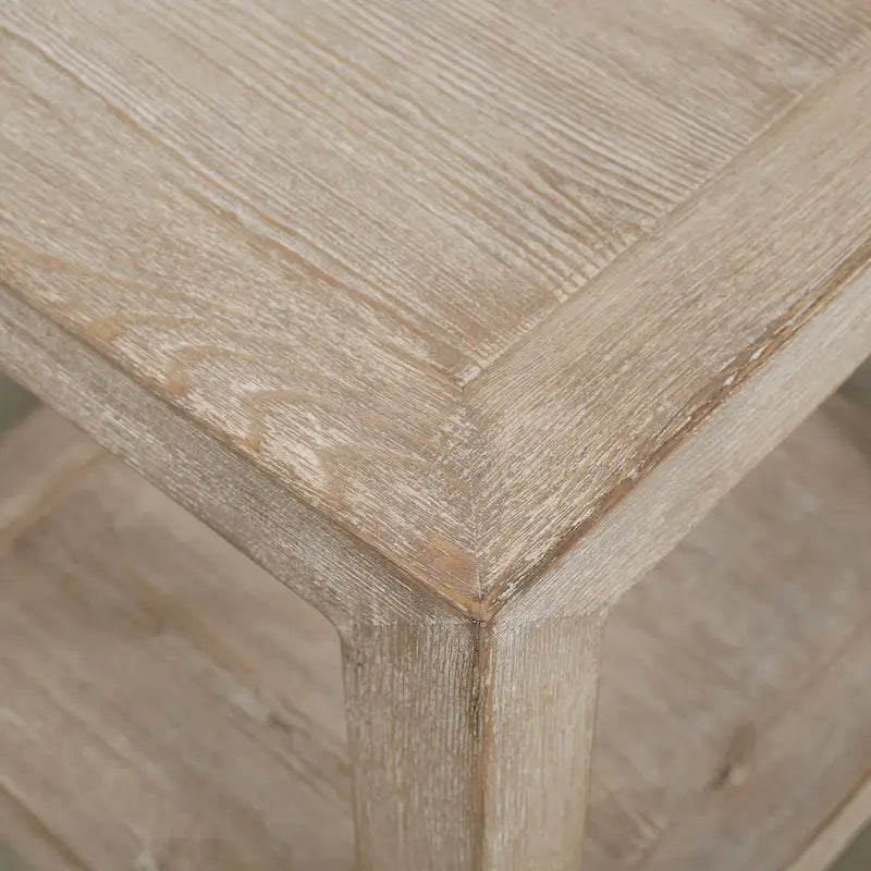Artissance Peking Grand Framed Square Side Table, 22 Inch Tall, Weathered White Wash Finish