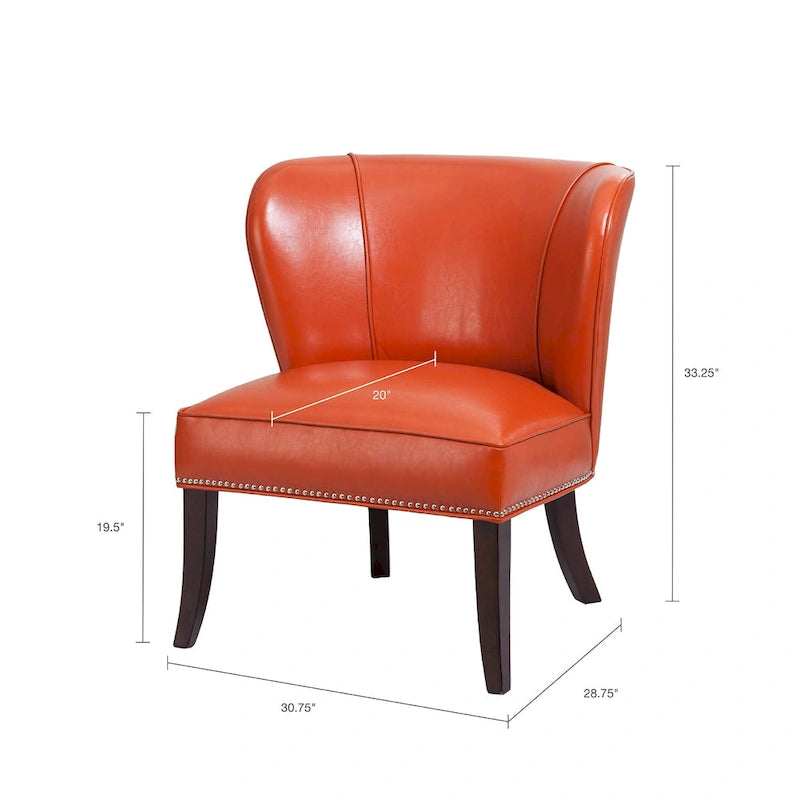 Madison Park Sheldon Orange Concave Back Armless Accent Chair