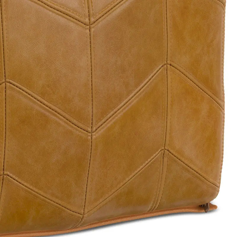 WYNDENHALL Gerty Contemporary Square Pouf in Brown Genuine Leather