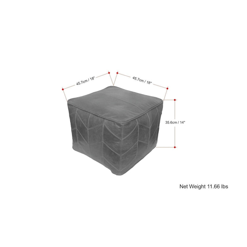 WYNDENHALL Gerty Contemporary Square Pouf in Brown Genuine Leather