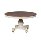 Roundhill Furniture Arch Weathered Oak Round Dining Table - Weathered oak and white
