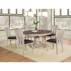 Roundhill Furniture Arch Weathered Oak Round Dining Table - Weathered oak and white