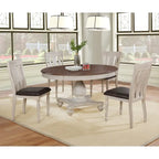 Roundhill Furniture Arch Weathered Oak Round Dining Table - Weathered oak and white