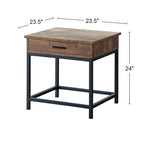 1 Drawer Wood End Table in Brown Oak and Sandy Black