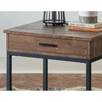 1 Drawer Wood End Table in Brown Oak and Sandy Black