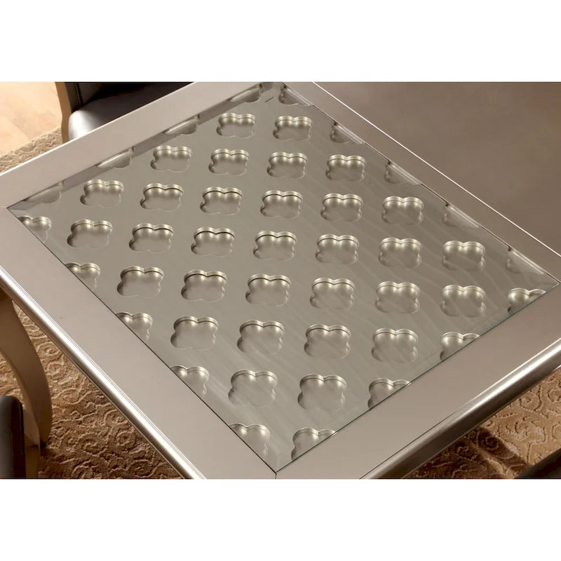 Furniture of America Tily Glam 66-inch Glass Top Wood Dining Table