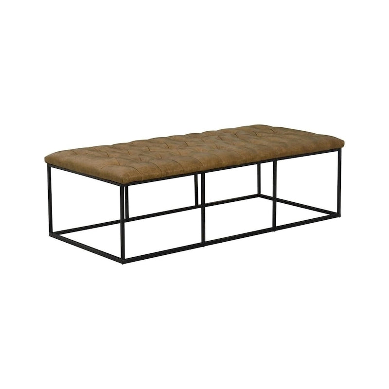 HomePop Draper Light Brown Button-tufted Ottoman