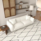 Mansan Mid Century Modern Luxury Tight Pillow Back French Boucle Couch in Cream