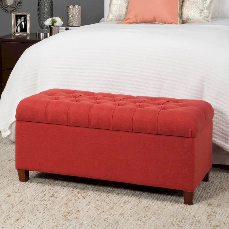 Copper Grove Bresse Button-tufted Cranberry Storage Bench
