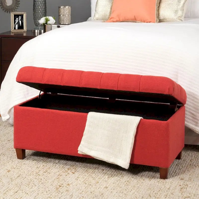 Copper Grove Bresse Button-tufted Cranberry Storage Bench