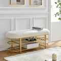 Frisly Shearling Fabric Bench w/ Shelf