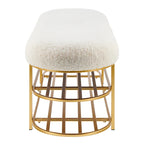 Frisly Shearling Fabric Bench w/ Shelf