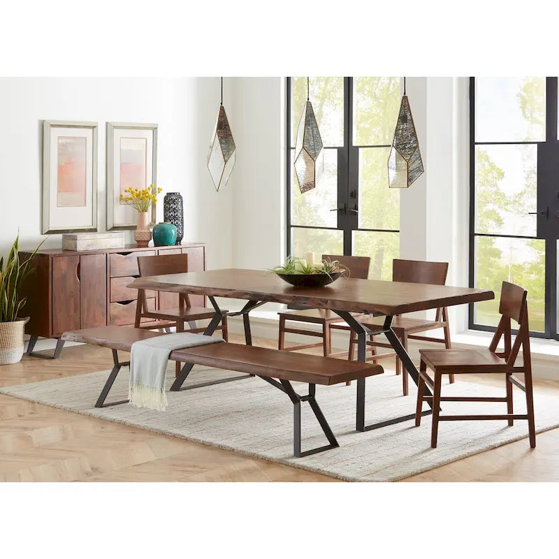 Nottingham 106-Inch Acacia Wood Dining Table in Walnut Finish