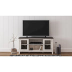 Dorrinson Casual Large TV Stand w/Fireplace Option, White/Brown