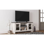 Dorrinson Casual Large TV Stand w/Fireplace Option, White/Brown