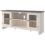 Dorrinson Casual Large TV Stand w/Fireplace Option, White/Brown