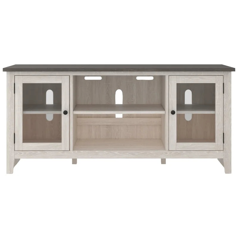 Dorrinson Casual Large TV Stand w/Fireplace Option, White/Brown