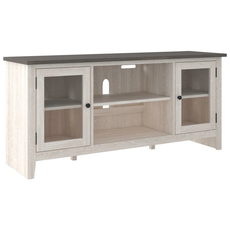 Dorrinson Casual Large TV Stand w/Fireplace Option, White/Brown