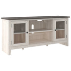 Dorrinson Casual Large TV Stand w/Fireplace Option, White/Brown