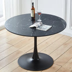 42.1  Tulip Dining Table With Round Marble Pattern Table Top for 4-6 People