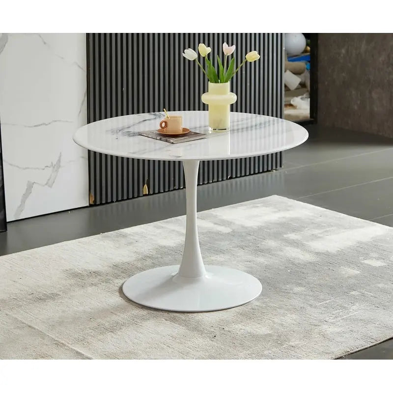 42.1  Tulip Dining Table With Round Marble Pattern Table Top for 4-6 People