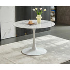 42.1  Tulip Dining Table With Round Marble Pattern Table Top for 4-6 People