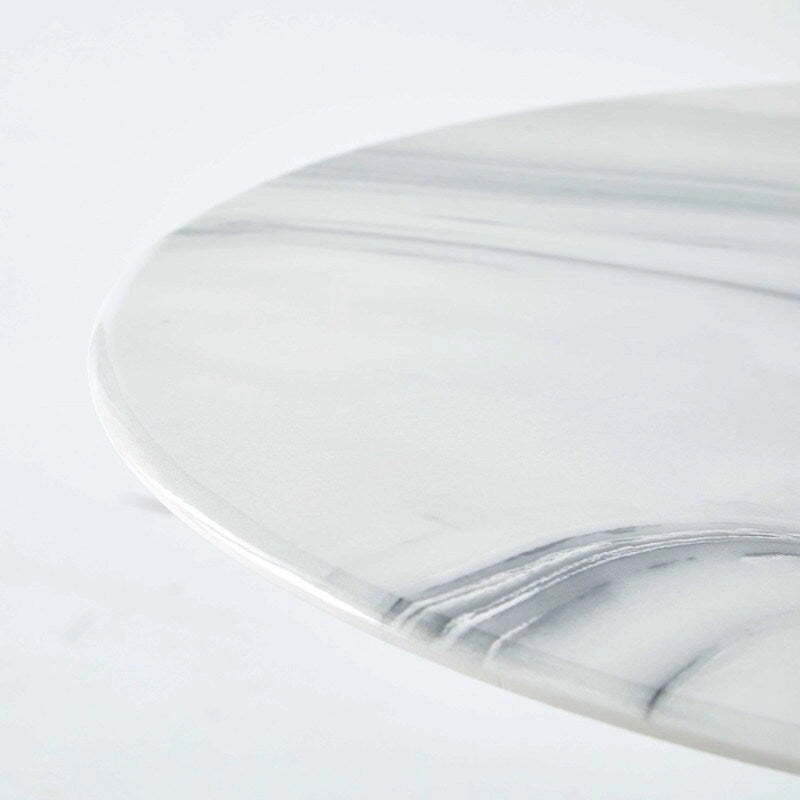 42.1  Tulip Dining Table With Round Marble Pattern Table Top for 4-6 People