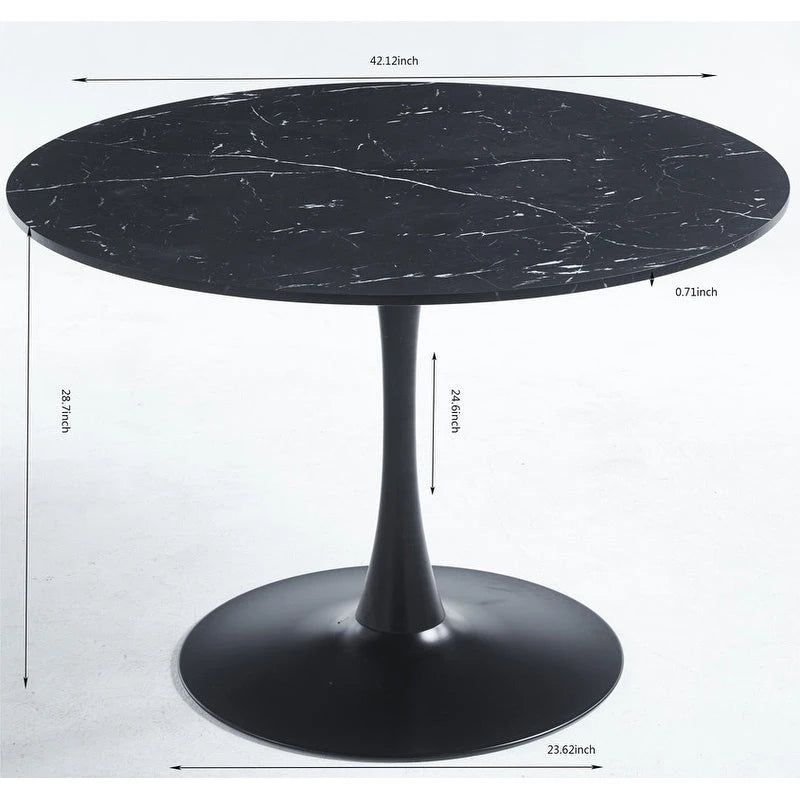 42.1  Tulip Dining Table With Round Marble Pattern Table Top for 4-6 People