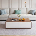 Modern Rectangular Coffee Table, Wood Coffee Table with Storage, 4 Solid Wood Drawers, Fully-Assembled, 51