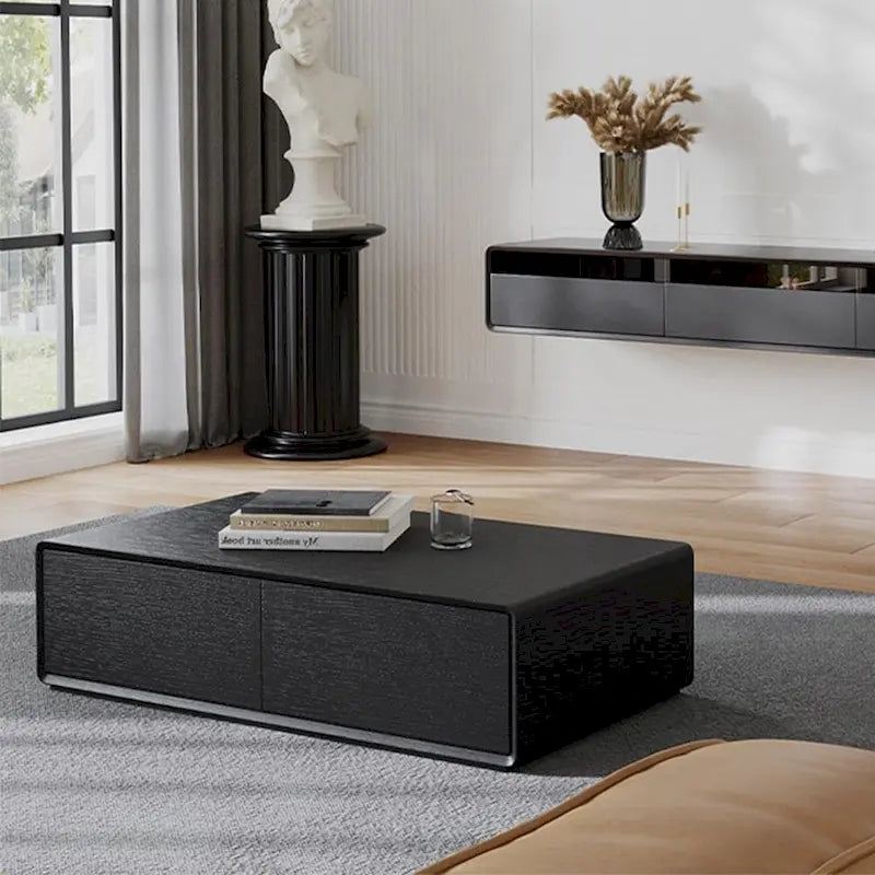 Modern Rectangular Coffee Table, Wood Coffee Table with Storage, 4 Solid Wood Drawers, Fully-Assembled, 51 