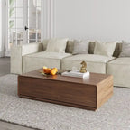 Modern Rectangular Coffee Table, Wood Coffee Table with Storage, 4 Solid Wood Drawers, Fully-Assembled, 51