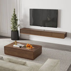 Modern Rectangular Coffee Table, Wood Coffee Table with Storage, 4 Solid Wood Drawers, Fully-Assembled, 51