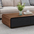 Modern Rectangular Coffee Table, Wood Coffee Table with Storage, 4 Solid Wood Drawers, Fully-Assembled, 51