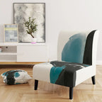 Designart  Geometric Black And Teal IV  Upholstered Modern Accent Chair - Arm Chair