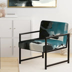 Designart  Geometric Black And Teal IV  Upholstered Modern Accent Chair - Arm Chair