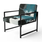 Designart  Geometric Black And Teal IV  Upholstered Modern Accent Chair - Arm Chair