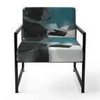 Designart  Geometric Black And Teal IV  Upholstered Modern Accent Chair - Arm Chair