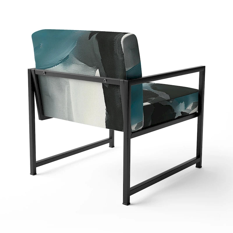 Designart  Geometric Black And Teal IV  Upholstered Modern Accent Chair - Arm Chair